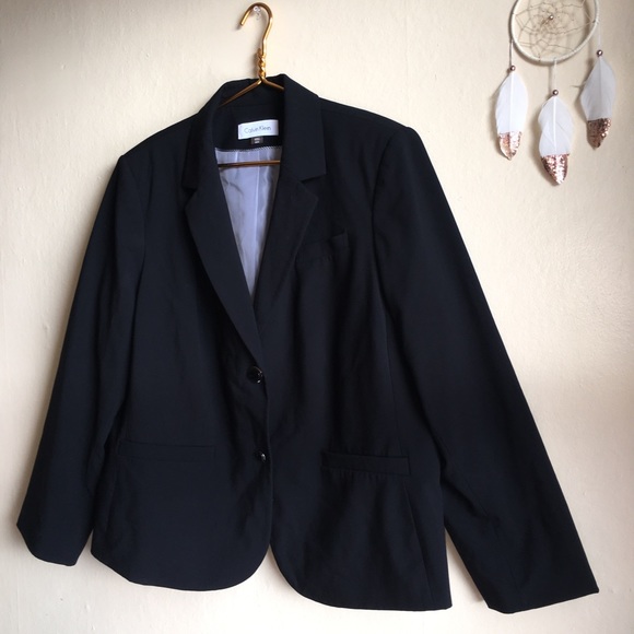 Calvin Klein Plus Size Black two button blazer - Picture 2 of 7